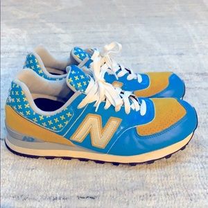New Balance 574 size 9.5  Baby Blue and Yellow
